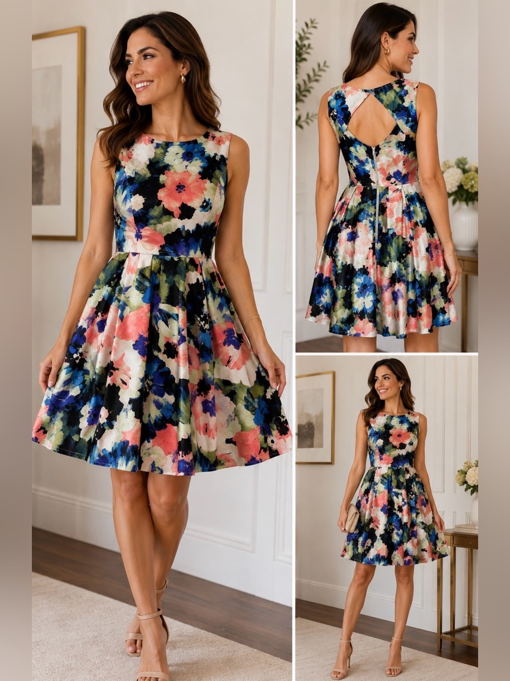 Danny & Nicole Floral Fit & Flare Sleeveless Dress Size 4